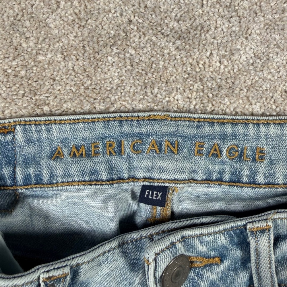 American Eagle Slim Straight Jeans Mens 28x28 (FITS 28x27) Light Wash Flex READ - Picture 7 of 12
